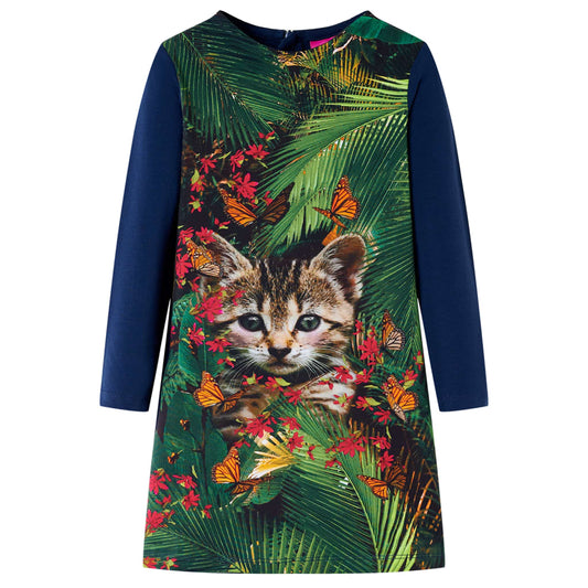 Kinderjurk met lange mouwen 128 marineblauw is nu te koop bij PeponiXL, paradijselijk wonen!