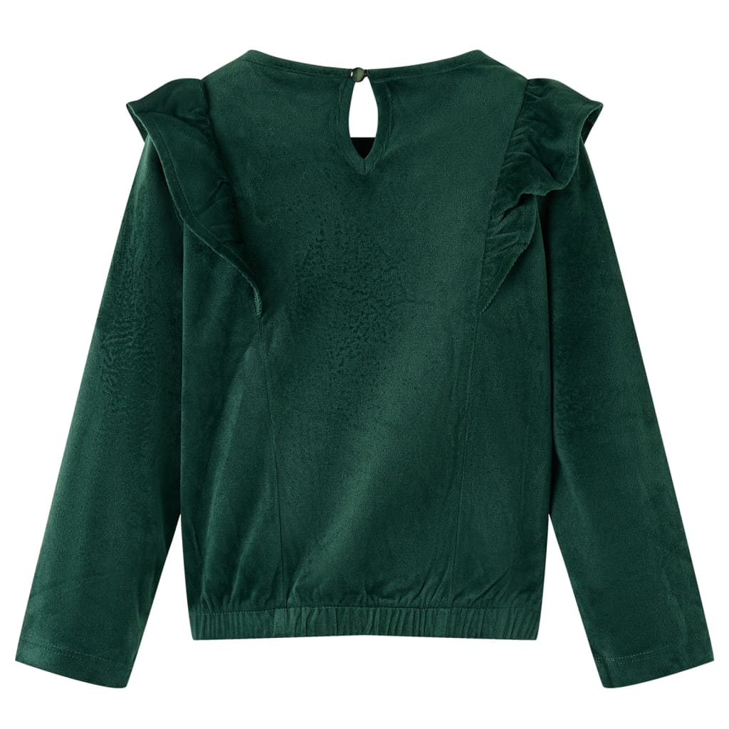 Kinderblouse met ruches 116 donkergroen is nu te koop bij PeponiXL, paradijselijk wonen!