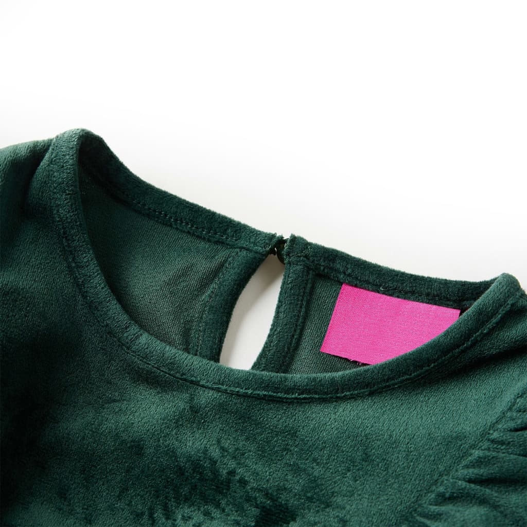Kinderblouse met ruches 128 donkergroen is nu te koop bij PeponiXL, paradijselijk wonen!