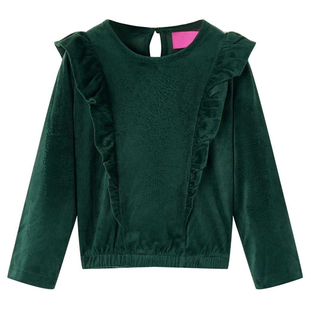Kinderblouse met ruches 140 donkergroen is nu te koop bij PeponiXL, paradijselijk wonen!