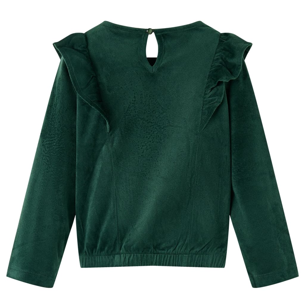Kinderblouse met ruches 140 donkergroen is nu te koop bij PeponiXL, paradijselijk wonen!