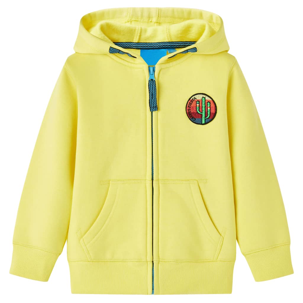 Kindervest met capuchon en rits 104 lichtgeel is nu te koop bij PeponiXL, paradijselijk wonen!
