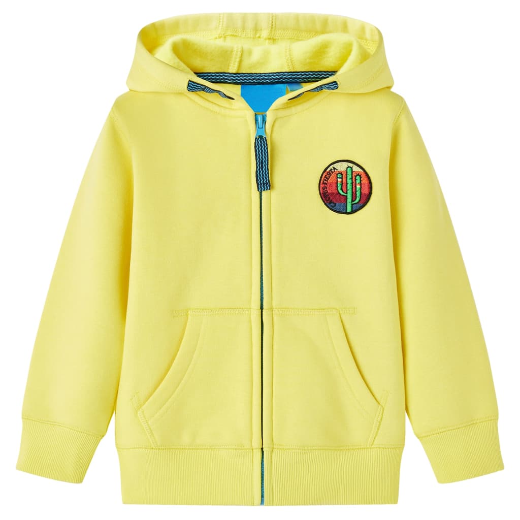 Kindervest met capuchon en rits 128 lichtgeel is nu te koop bij PeponiXL, paradijselijk wonen!