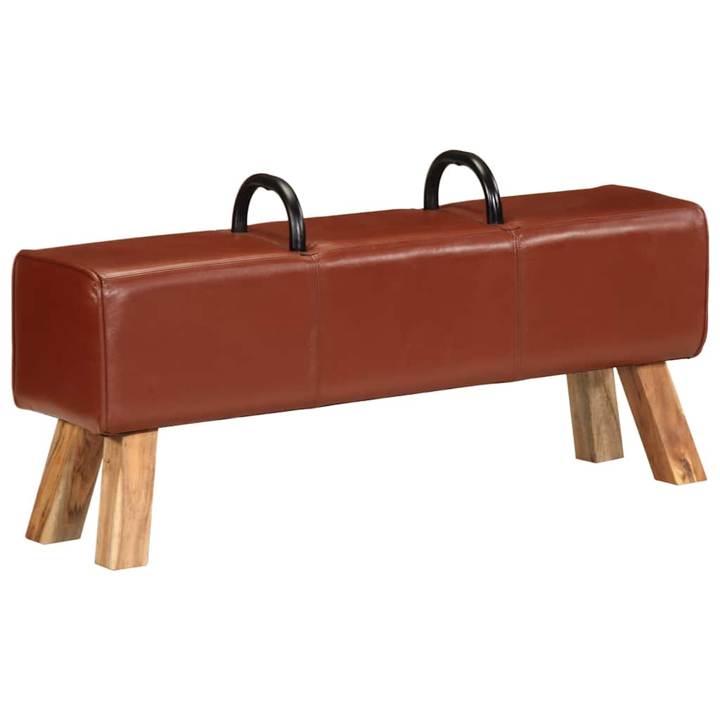 Gymbok 110 cm echt leer bruin is nu te koop bij PeponiXL, paradijselijk wonen!