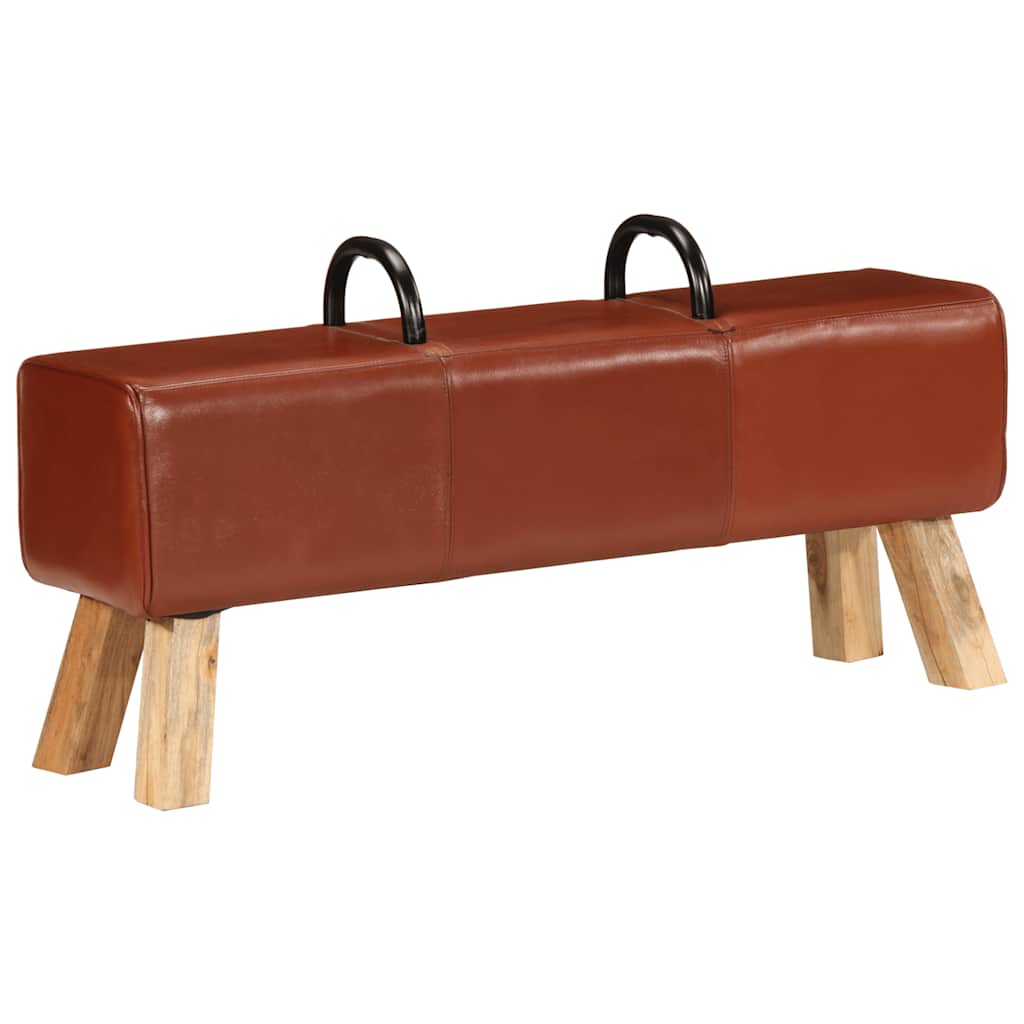 Gymbok 110 cm echt leer bruin is nu te koop bij PeponiXL, paradijselijk wonen!