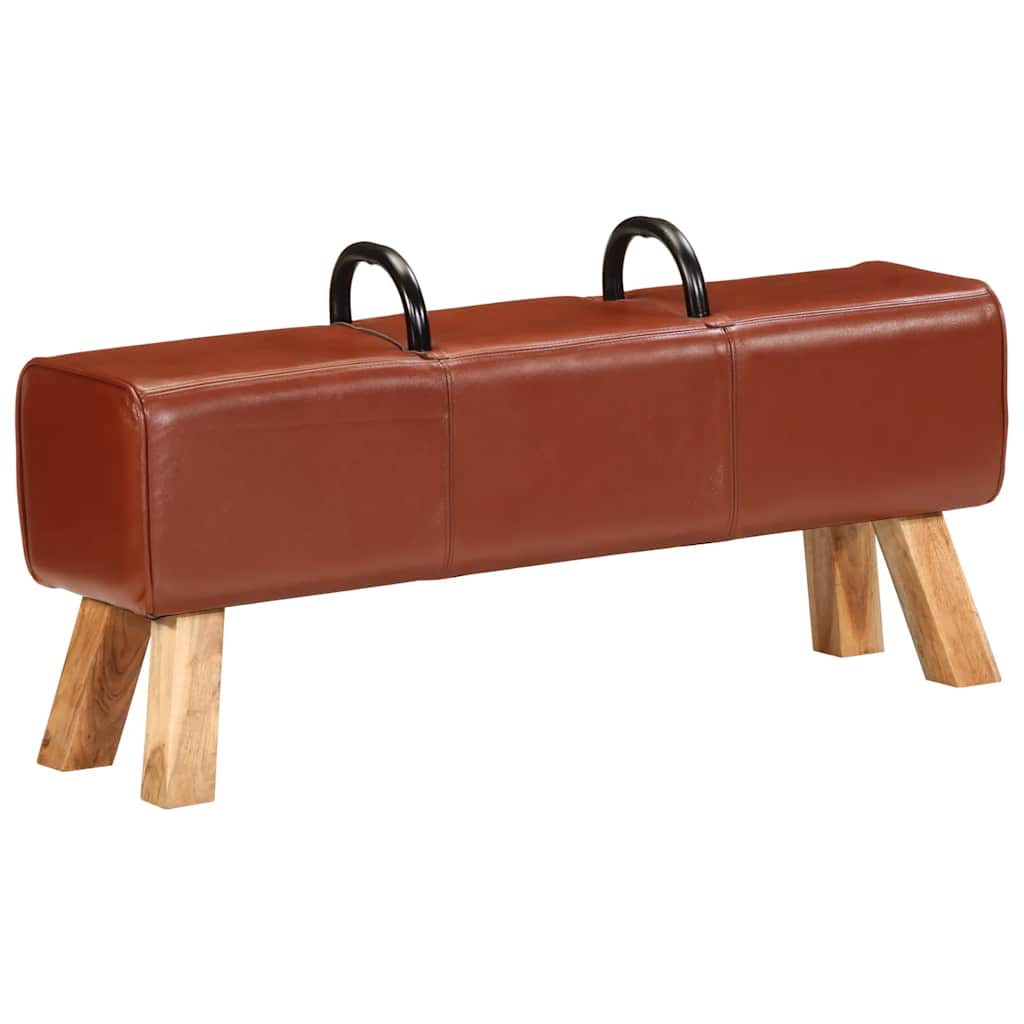 Gymbok 110 cm echt leer bruin is nu te koop bij PeponiXL, paradijselijk wonen!