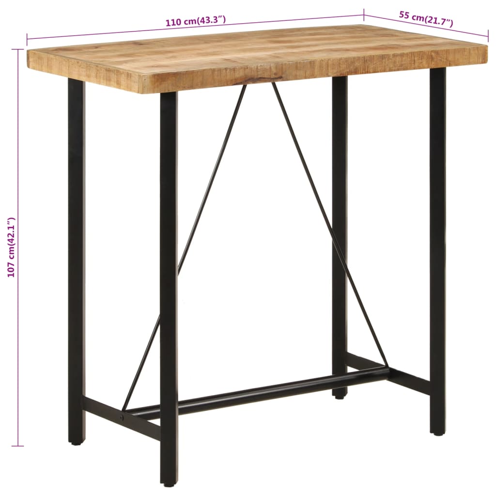 Bartafel 110x55x107 cm massief mangohout en ijzer is nu te koop bij PeponiXL, paradijselijk wonen!