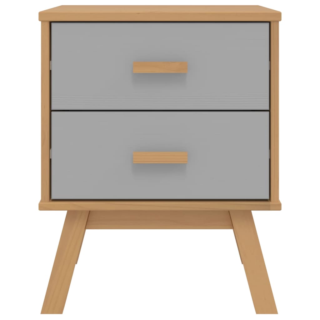 Nachtkastje OLDEN massief grenenhout grijs en bruin is nu te koop bij PeponiXL, paradijselijk wonen!