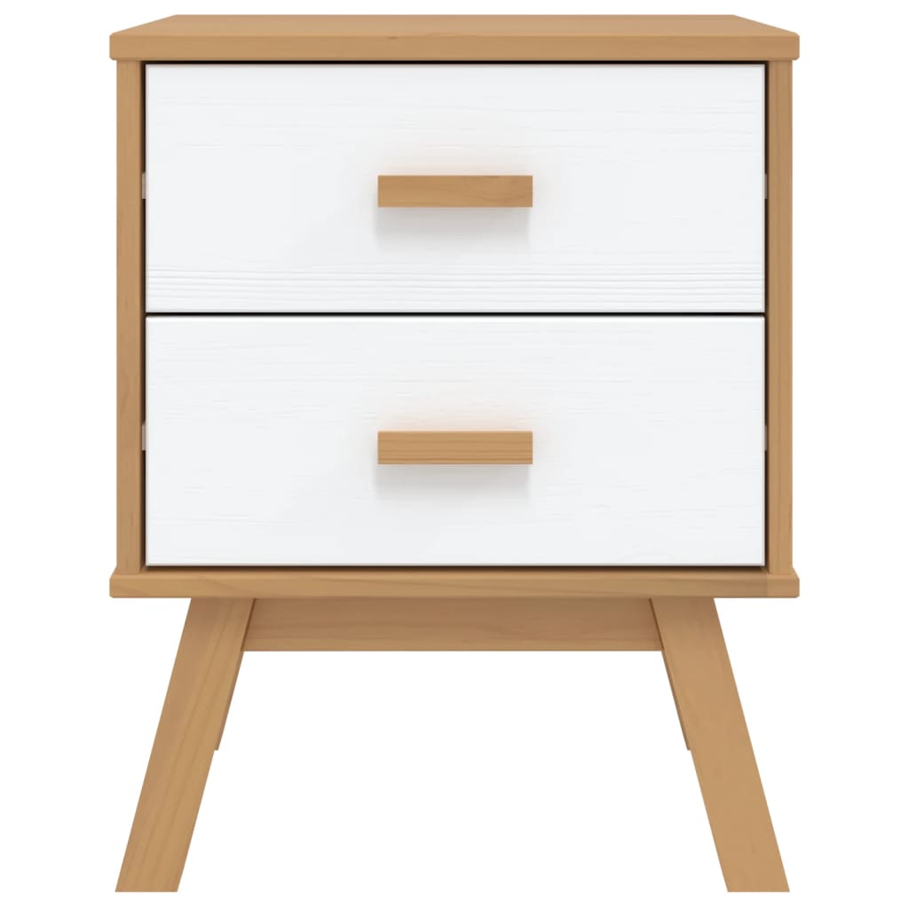 Nachtkastje OLDEN massief grenenhout wit en bruin is nu te koop bij PeponiXL, paradijselijk wonen!