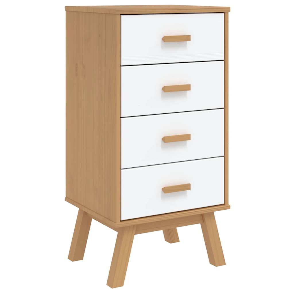 Nachtkastje OLDEN massief grenenhout wit en bruin is nu te koop bij PeponiXL, paradijselijk wonen!