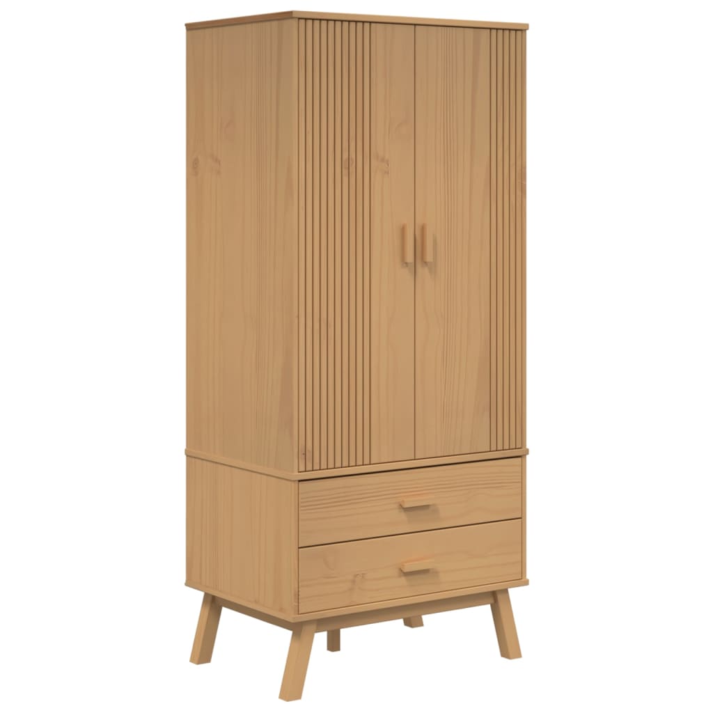Kledingkast OLDEN 76,5x53x172 cm massief grenenhout bruin is nu te koop bij PeponiXL, paradijselijk wonen!