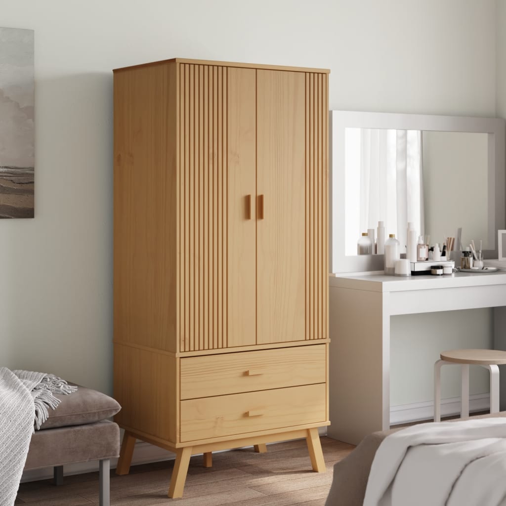 Kledingkast OLDEN 76,5x53x172 cm massief grenenhout bruin is nu te koop bij PeponiXL, paradijselijk wonen!
