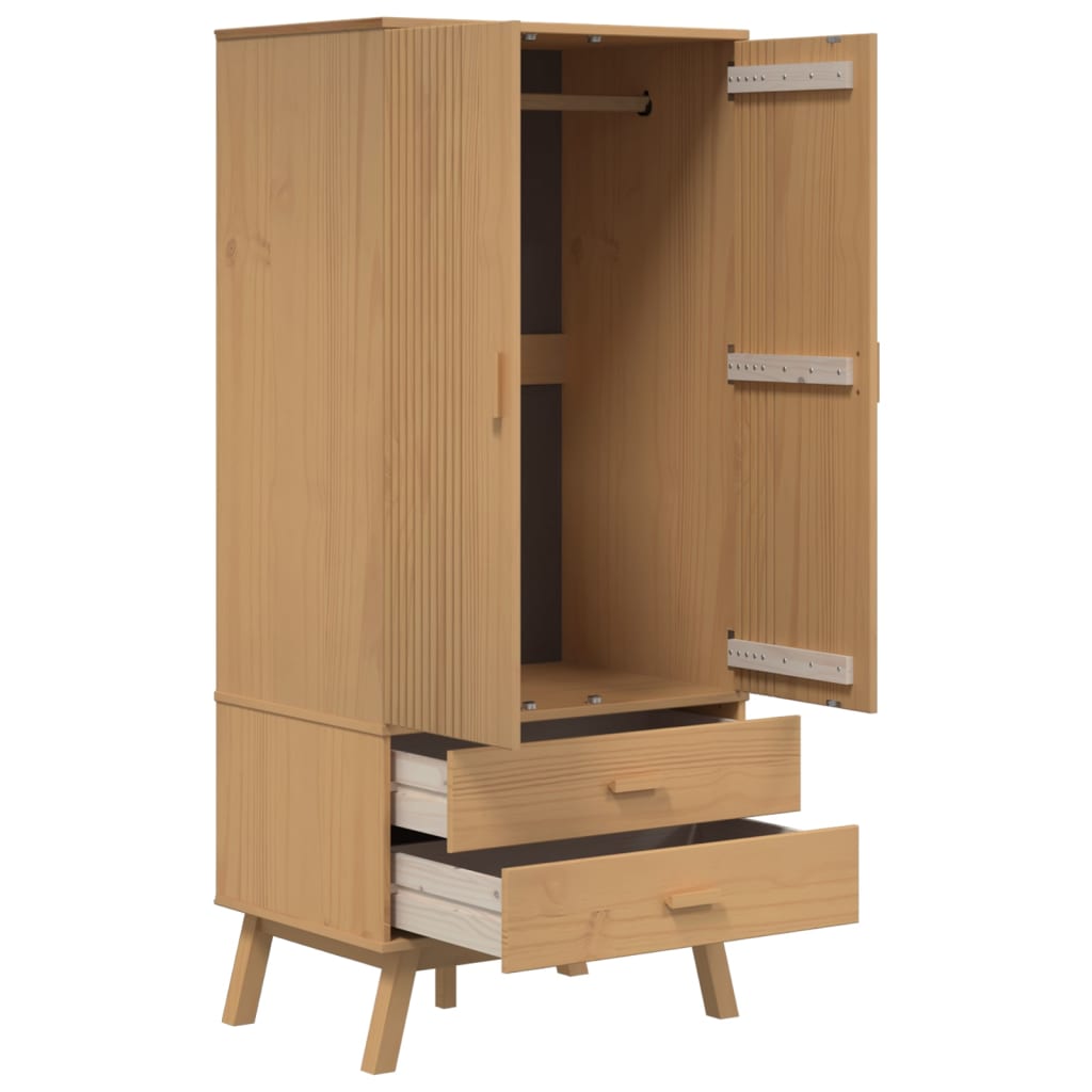Kledingkast OLDEN 76,5x53x172 cm massief grenenhout bruin is nu te koop bij PeponiXL, paradijselijk wonen!