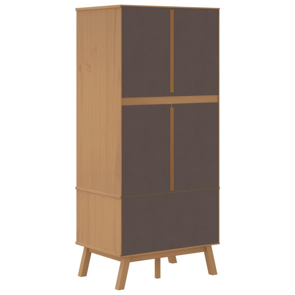 Kledingkast OLDEN 76,5x53x172 cm grenenhout wit en bruin is nu te koop bij PeponiXL, paradijselijk wonen!