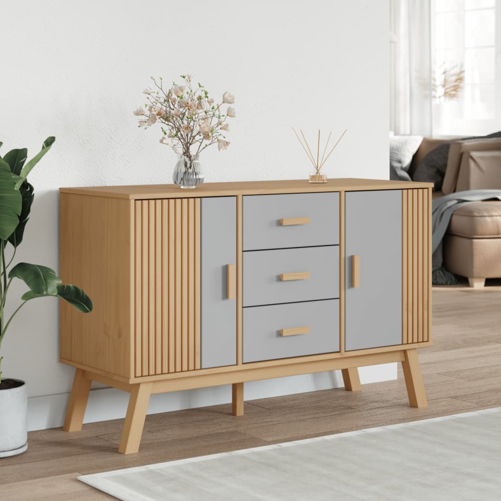 Dressoir OLDEN 114x43x73,5 cm massief grenenhout grijs en bruin is nu te koop bij PeponiXL, paradijselijk wonen!