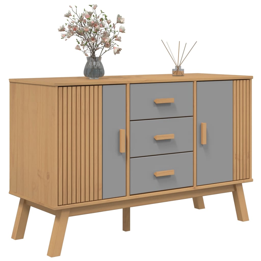 Dressoir OLDEN 114x43x73,5 cm massief grenenhout grijs en bruin is nu te koop bij PeponiXL, paradijselijk wonen!