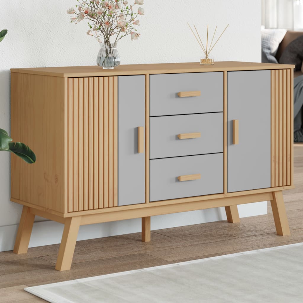 Dressoir OLDEN 114x43x73,5 cm massief grenenhout grijs en bruin is nu te koop bij PeponiXL, paradijselijk wonen!