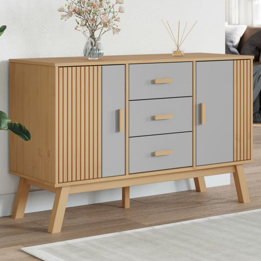 Dressoir OLDEN 114x43x73,5 cm massief grenenhout grijs en bruin is nu te koop bij PeponiXL, paradijselijk wonen!