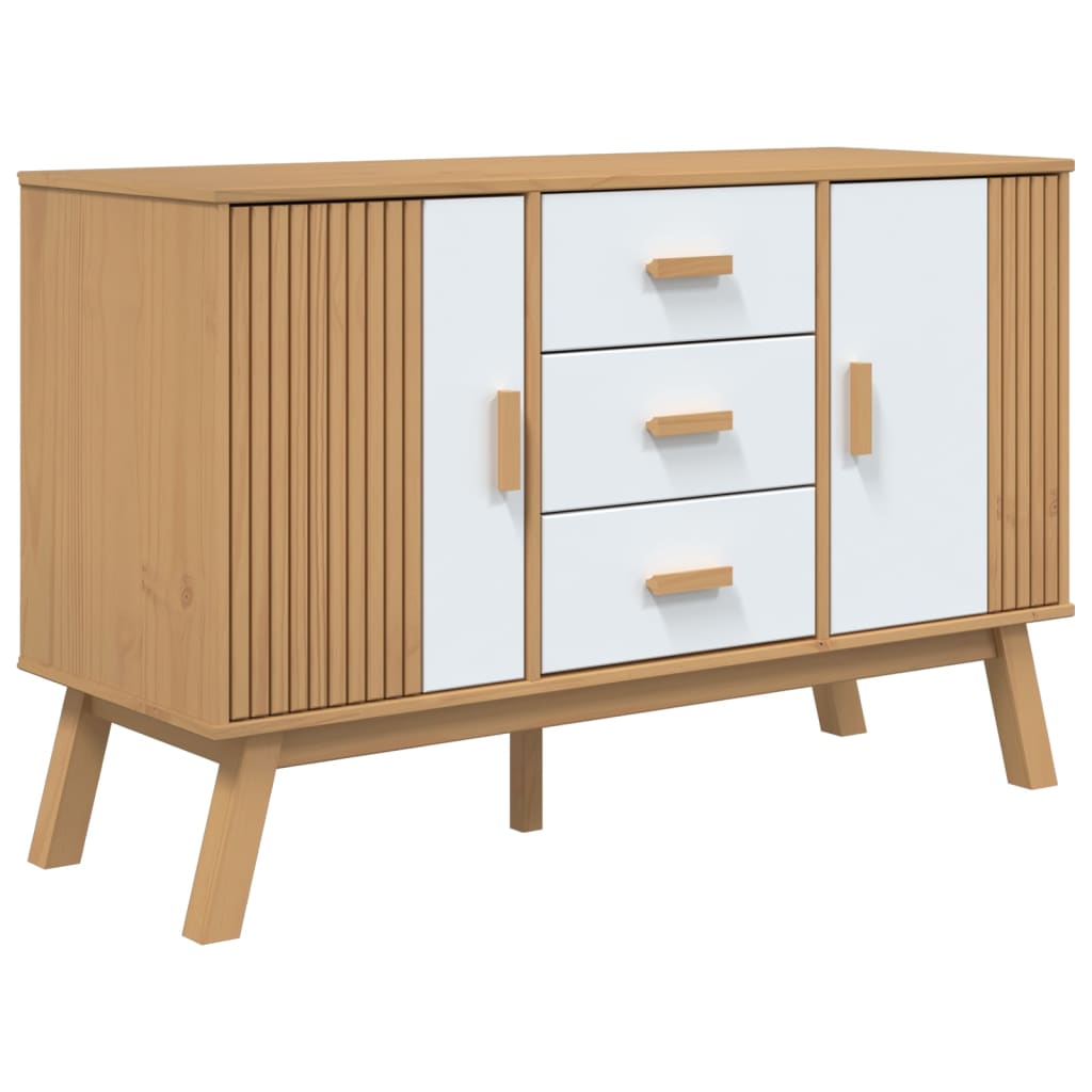 Dressoir OLDEN 114x43x73,5 cm massief grenenhout wit en bruin is nu te koop bij PeponiXL, paradijselijk wonen!