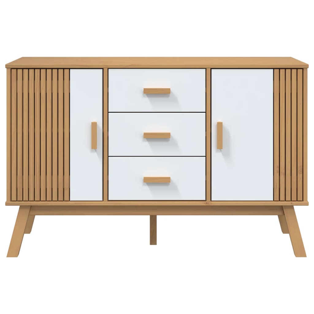 Dressoir OLDEN 114x43x73,5 cm massief grenenhout wit en bruin is nu te koop bij PeponiXL, paradijselijk wonen!