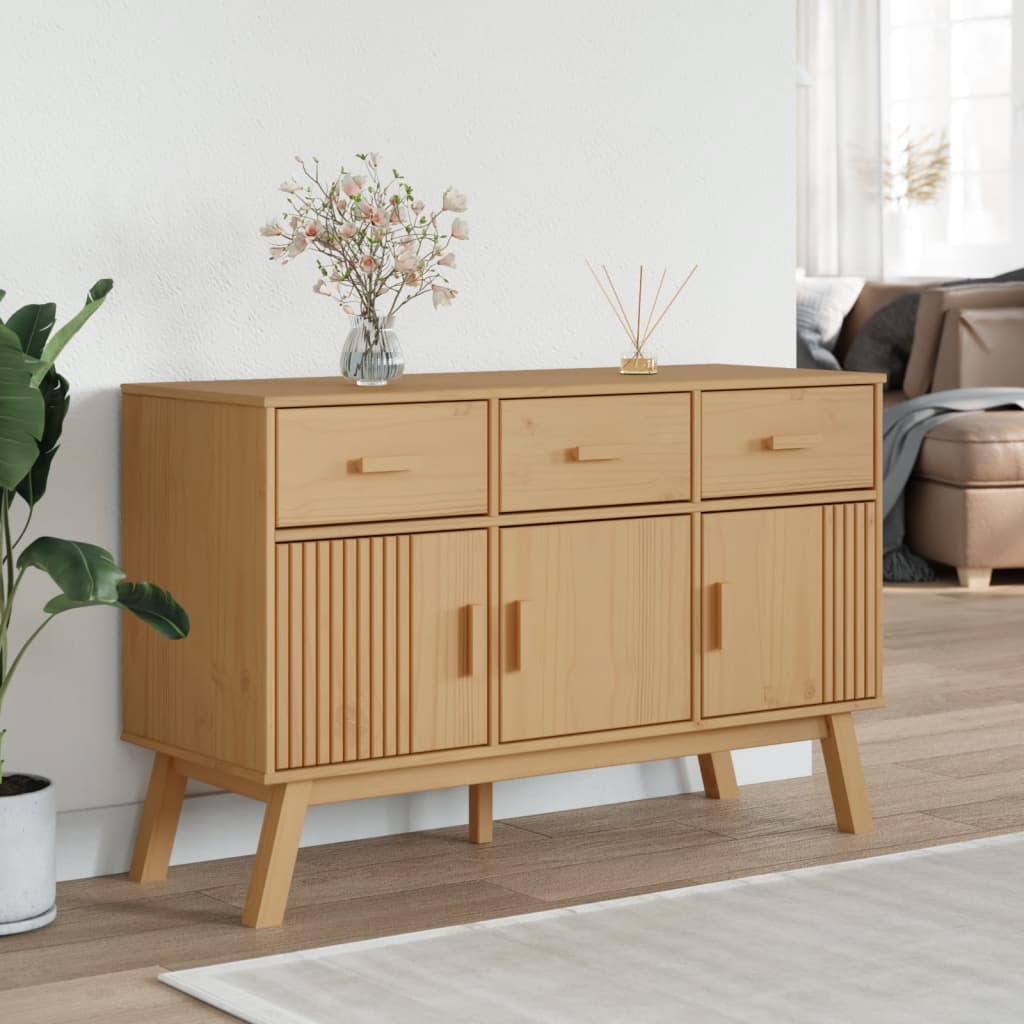 Dressoir OLDEN 114x43x73,5 cm massief grenenhout bruin is nu te koop bij PeponiXL, paradijselijk wonen!