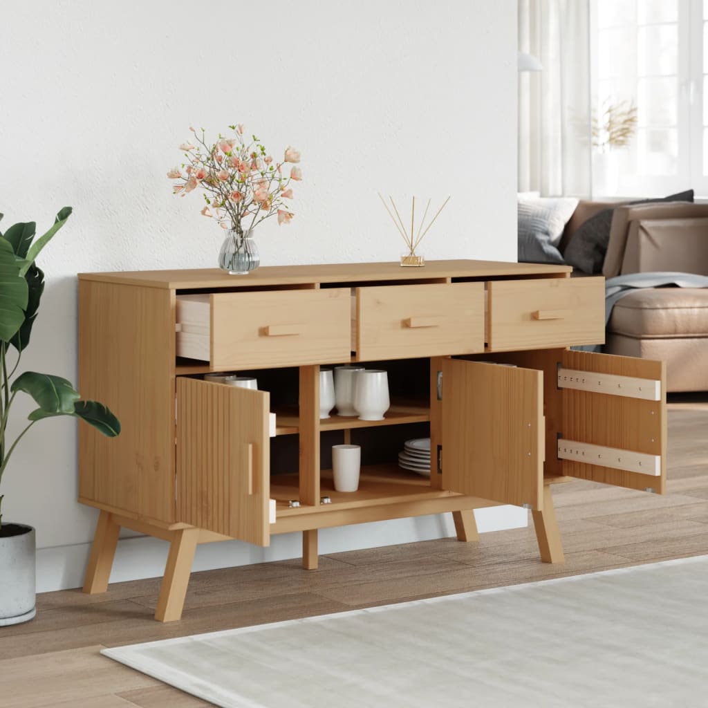 Dressoir OLDEN 114x43x73,5 cm massief grenenhout bruin is nu te koop bij PeponiXL, paradijselijk wonen!