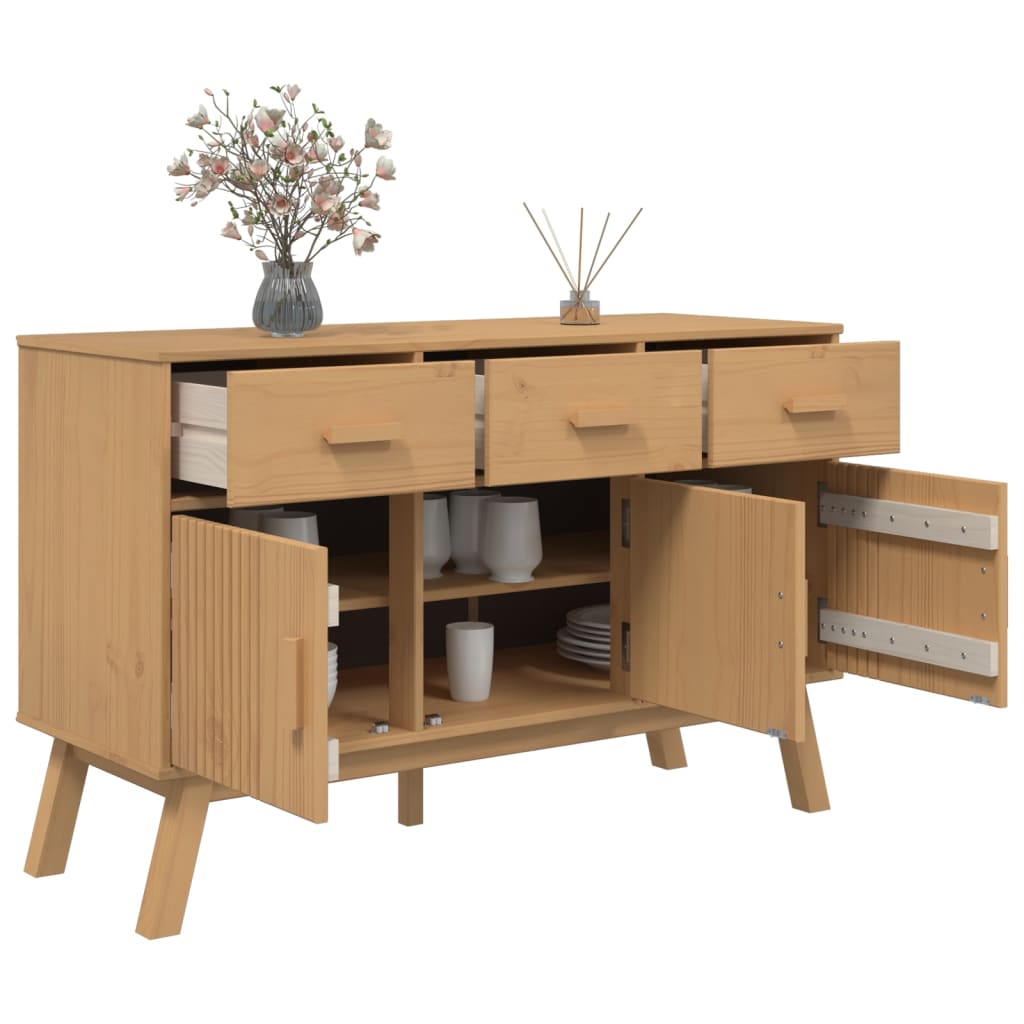 Dressoir OLDEN 114x43x73,5 cm massief grenenhout bruin is nu te koop bij PeponiXL, paradijselijk wonen!