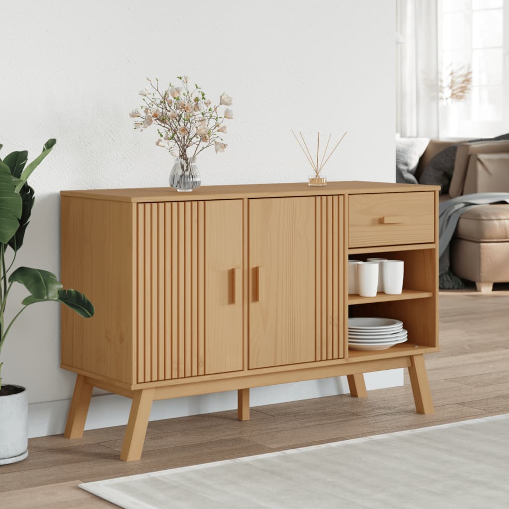 Dressoir OLDEN 114x43x73,5 cm massief grenenhout bruin is nu te koop bij PeponiXL, paradijselijk wonen!