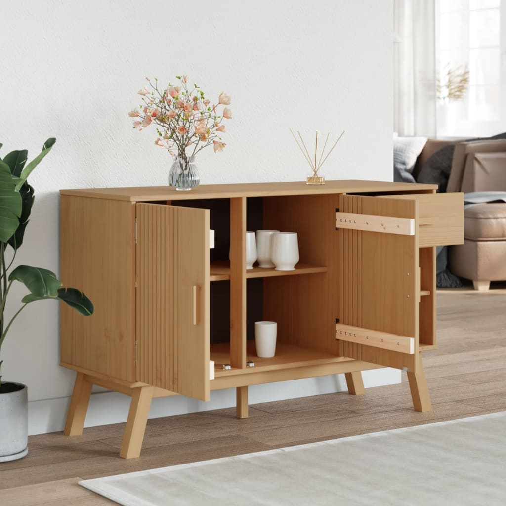 Dressoir OLDEN 114x43x73,5 cm massief grenenhout bruin is nu te koop bij PeponiXL, paradijselijk wonen!