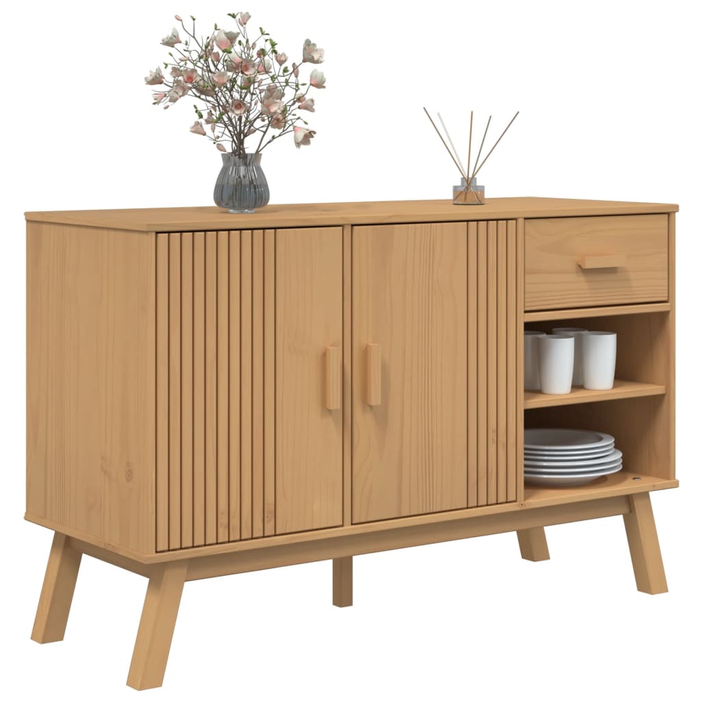Dressoir OLDEN 114x43x73,5 cm massief grenenhout bruin is nu te koop bij PeponiXL, paradijselijk wonen!