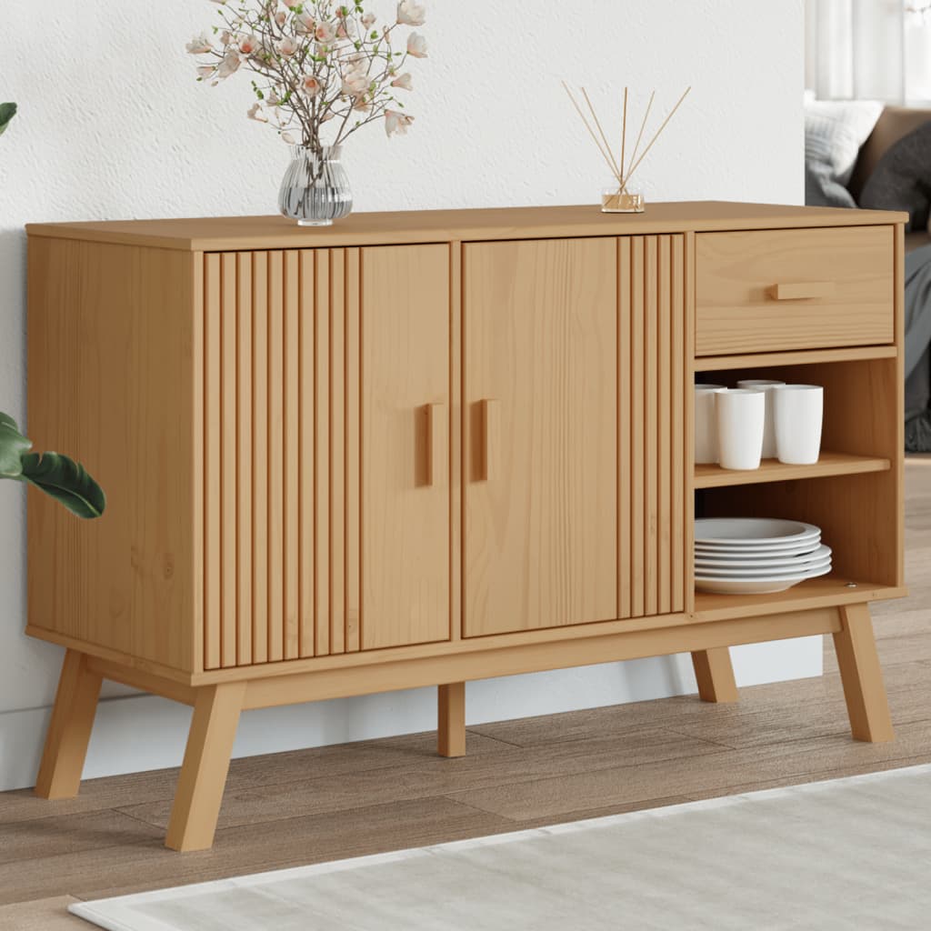 Dressoir OLDEN 114x43x73,5 cm massief grenenhout bruin is nu te koop bij PeponiXL, paradijselijk wonen!