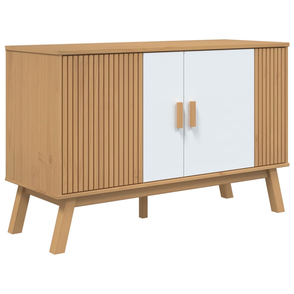 Dressoir OLDEN 114x43x73,5 cm massief grenenhout wit en bruin is nu te koop bij PeponiXL, paradijselijk wonen!