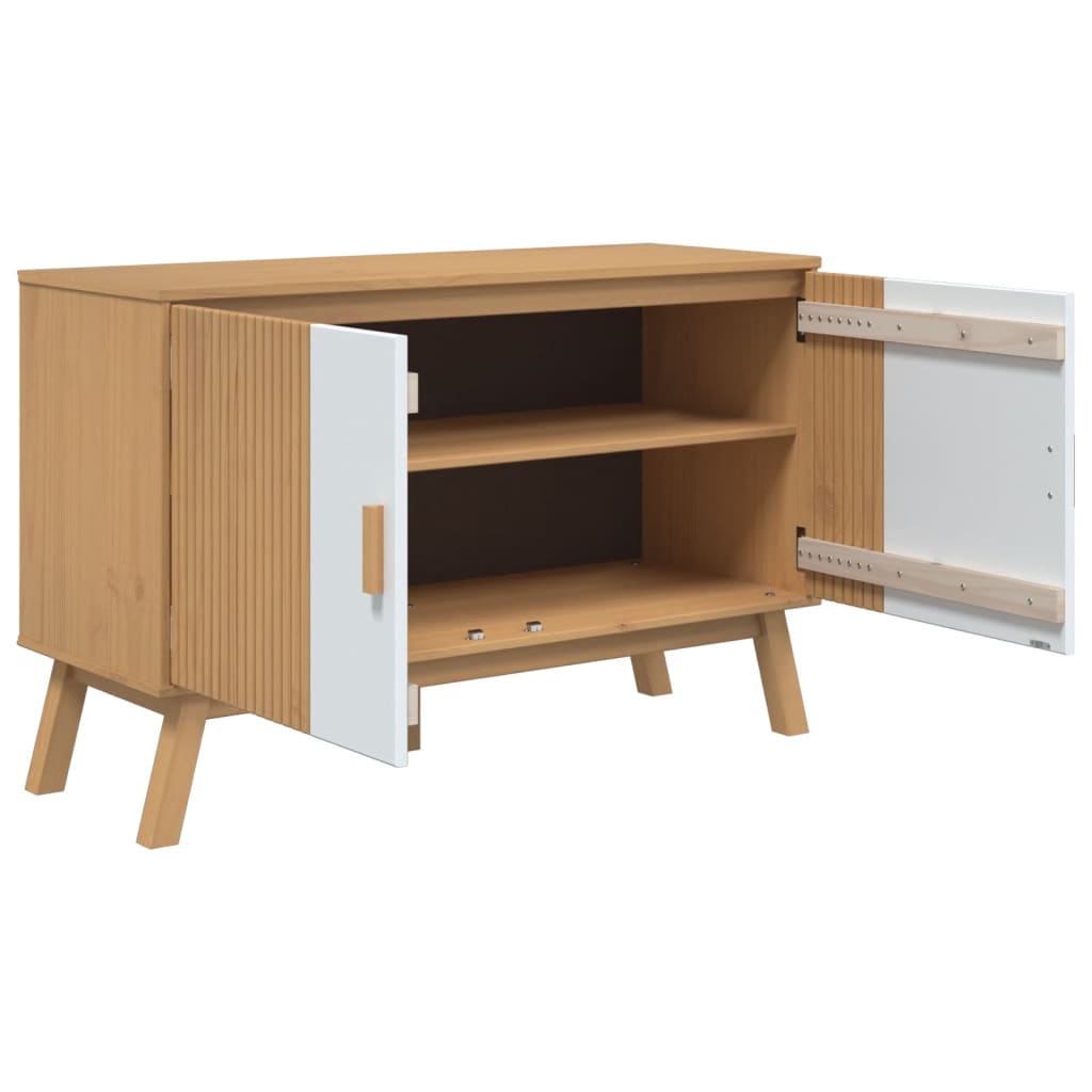 Dressoir OLDEN 114x43x73,5 cm massief grenenhout wit en bruin is nu te koop bij PeponiXL, paradijselijk wonen!