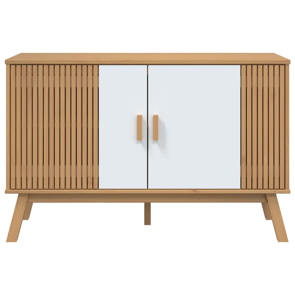 Dressoir OLDEN 114x43x73,5 cm massief grenenhout wit en bruin is nu te koop bij PeponiXL, paradijselijk wonen!
