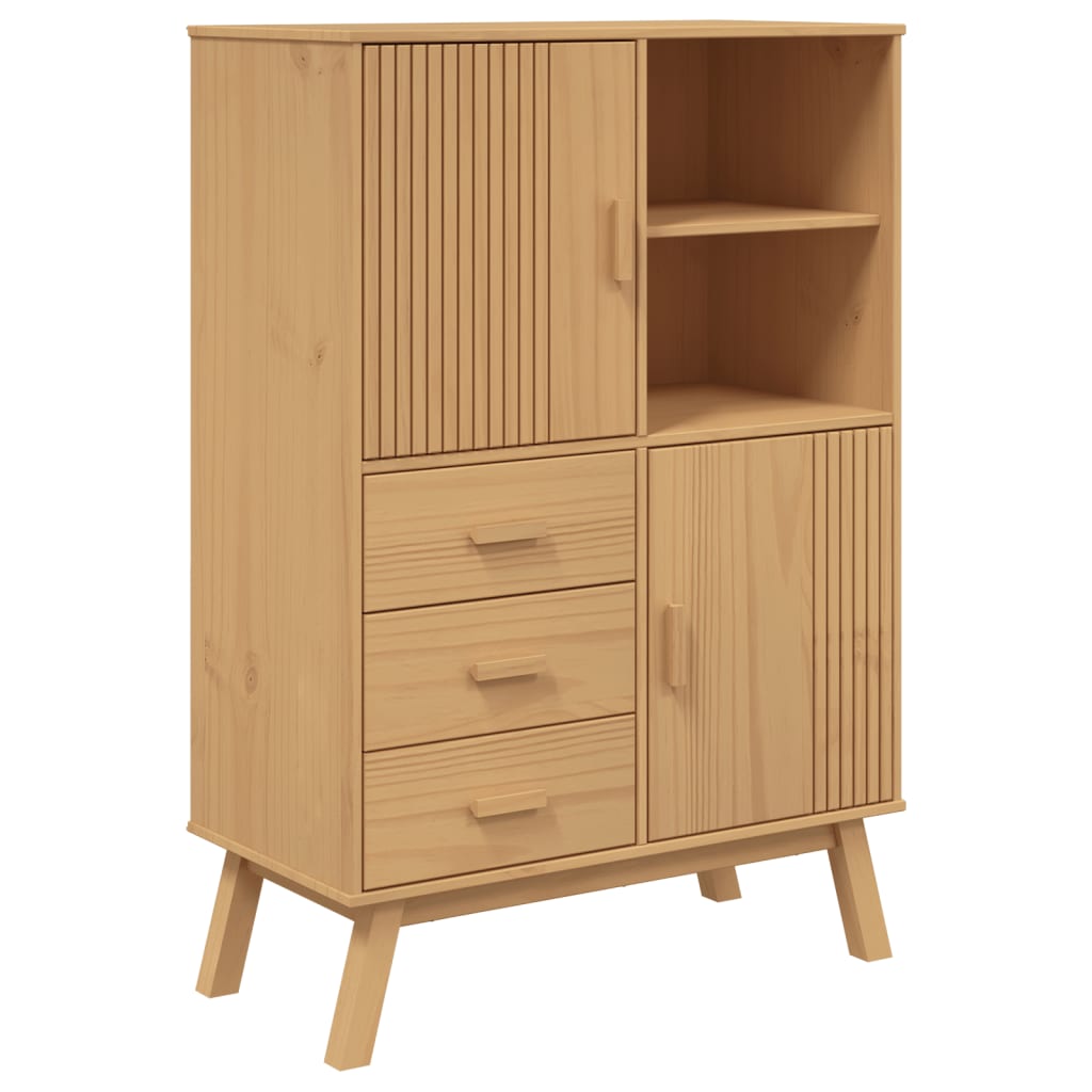 Hoge kast OLDEN 85x43x125 cm massief grenenhout bruin is nu te koop bij PeponiXL, paradijselijk wonen!