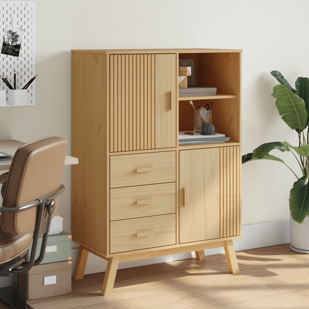 Hoge kast OLDEN 85x43x125 cm massief grenenhout bruin is nu te koop bij PeponiXL, paradijselijk wonen!