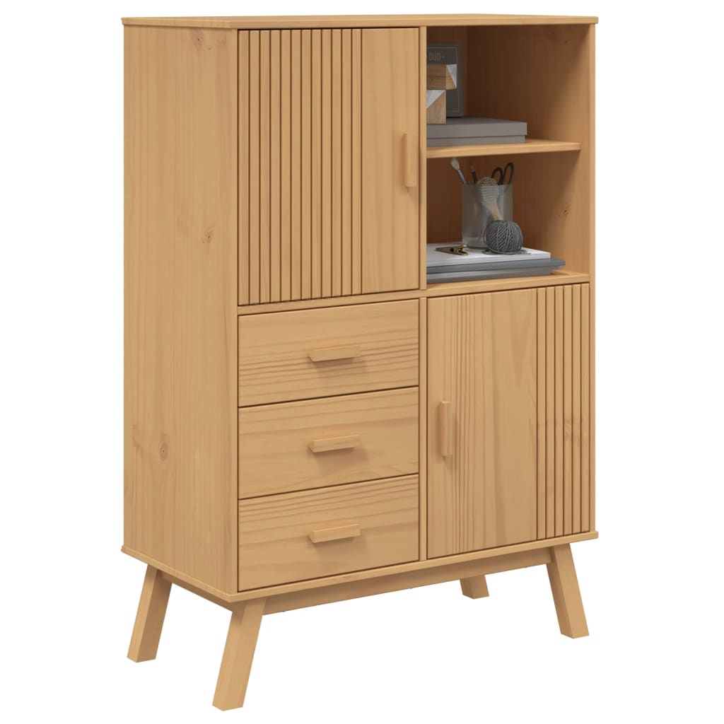 Hoge kast OLDEN 85x43x125 cm massief grenenhout bruin is nu te koop bij PeponiXL, paradijselijk wonen!