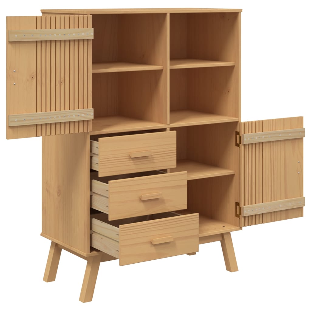 Hoge kast OLDEN 85x43x125 cm massief grenenhout bruin is nu te koop bij PeponiXL, paradijselijk wonen!