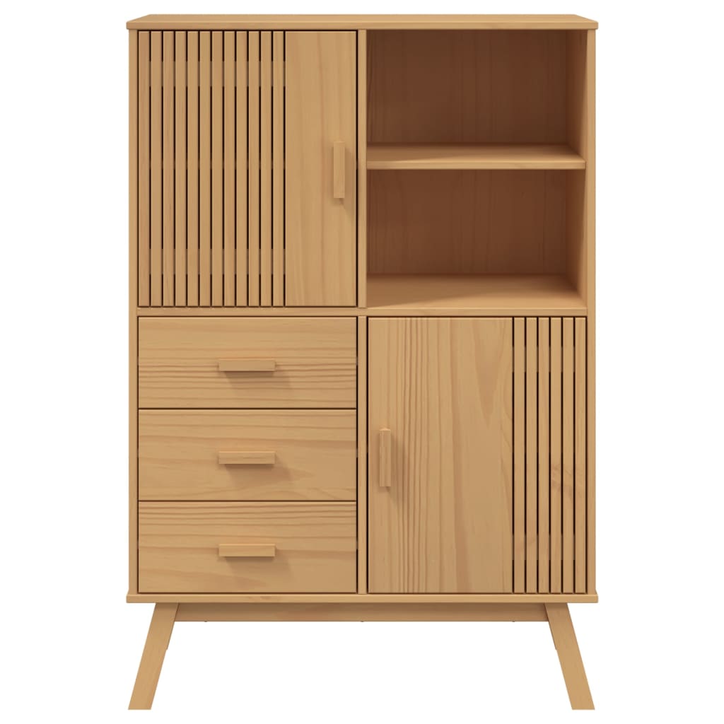Hoge kast OLDEN 85x43x125 cm massief grenenhout bruin is nu te koop bij PeponiXL, paradijselijk wonen!