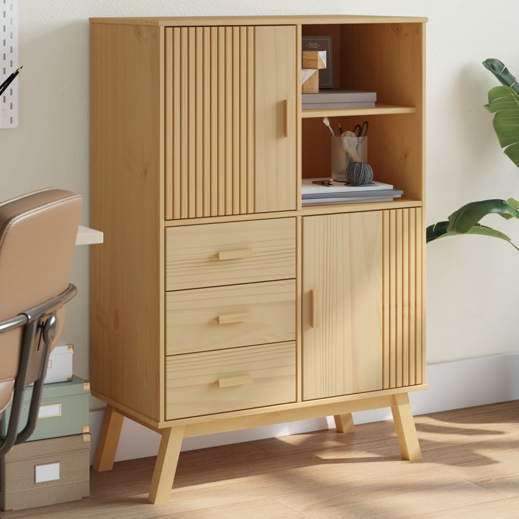 Hoge kast OLDEN 85x43x125 cm massief grenenhout bruin is nu te koop bij PeponiXL, paradijselijk wonen!