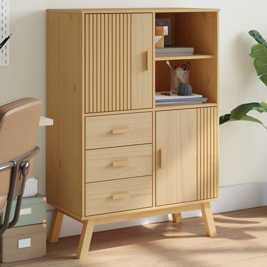 Hoge kast OLDEN 85x43x125 cm massief grenenhout bruin is nu te koop bij PeponiXL, paradijselijk wonen!