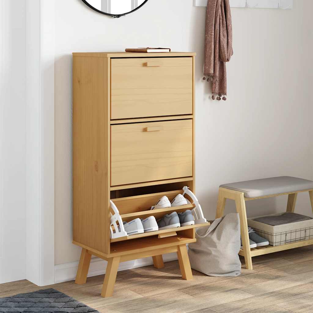 Schoenenkast OLDEN 55x35x120 cm grenenhout bruin is nu te koop bij PeponiXL, paradijselijk wonen!