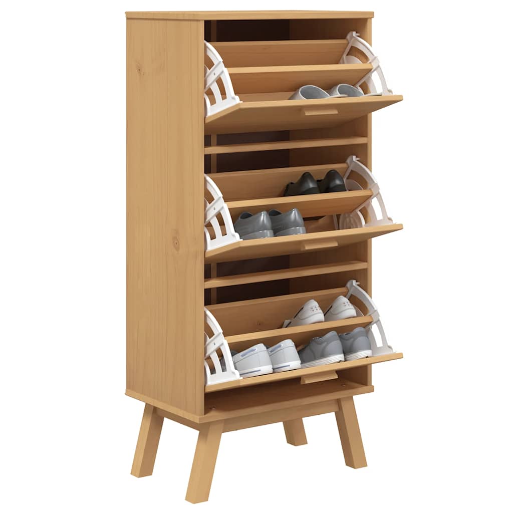 Schoenenkast OLDEN 55x35x120 cm grenenhout bruin is nu te koop bij PeponiXL, paradijselijk wonen!