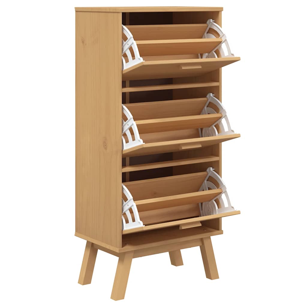 Schoenenkast OLDEN 55x35x120 cm grenenhout bruin is nu te koop bij PeponiXL, paradijselijk wonen!