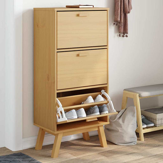 Schoenenkast OLDEN 55x35x120 cm grenenhout bruin is nu te koop bij PeponiXL, paradijselijk wonen!