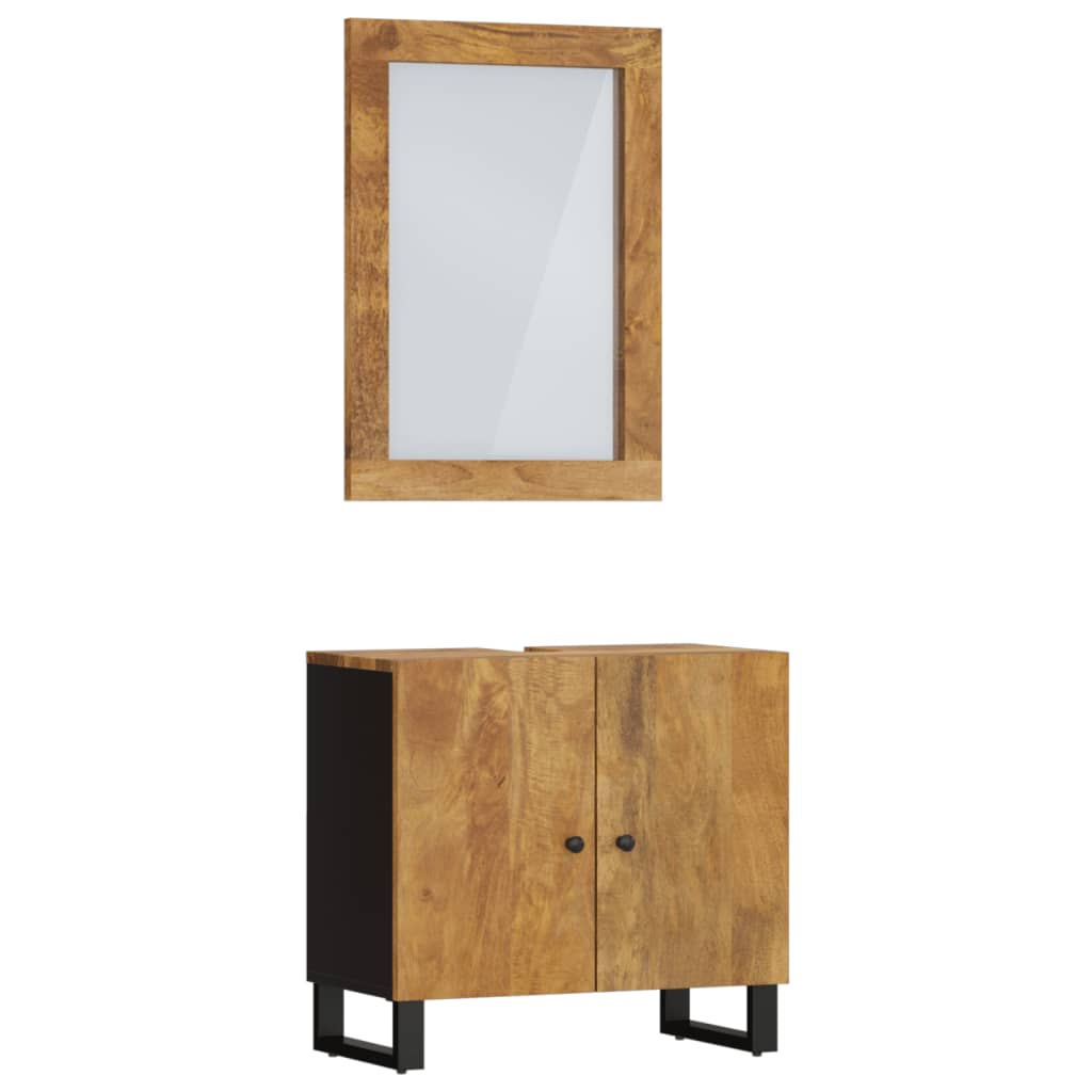 2-delige Badkamermeubelset massief mangohout is nu te koop bij PeponiXL, paradijselijk wonen!