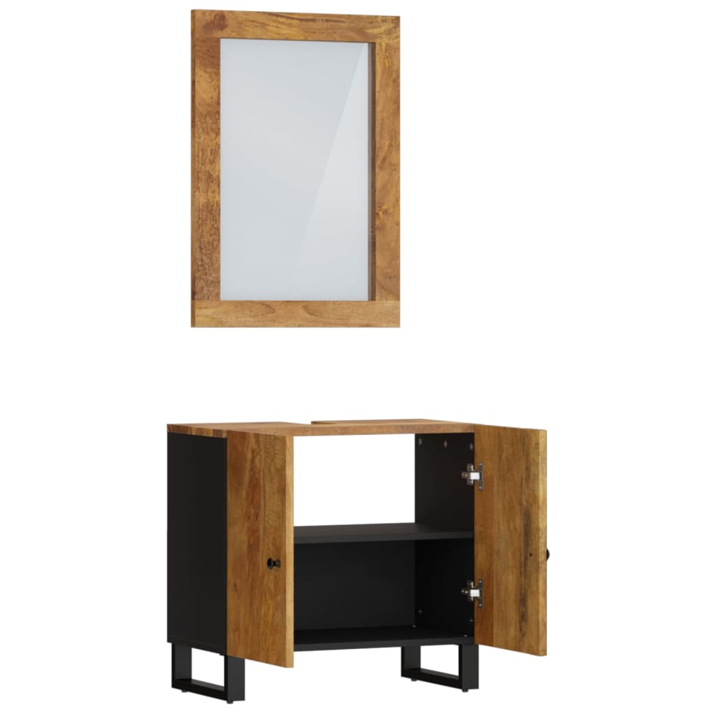 2-delige Badkamermeubelset massief mangohout is nu te koop bij PeponiXL, paradijselijk wonen!