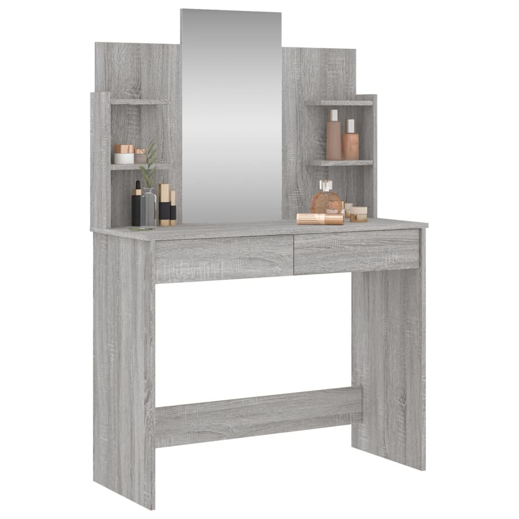 Kaptafel met spiegel 96x39x142 cm grijs sonoma eikenkleurig is nu te koop bij PeponiXL, paradijselijk wonen!