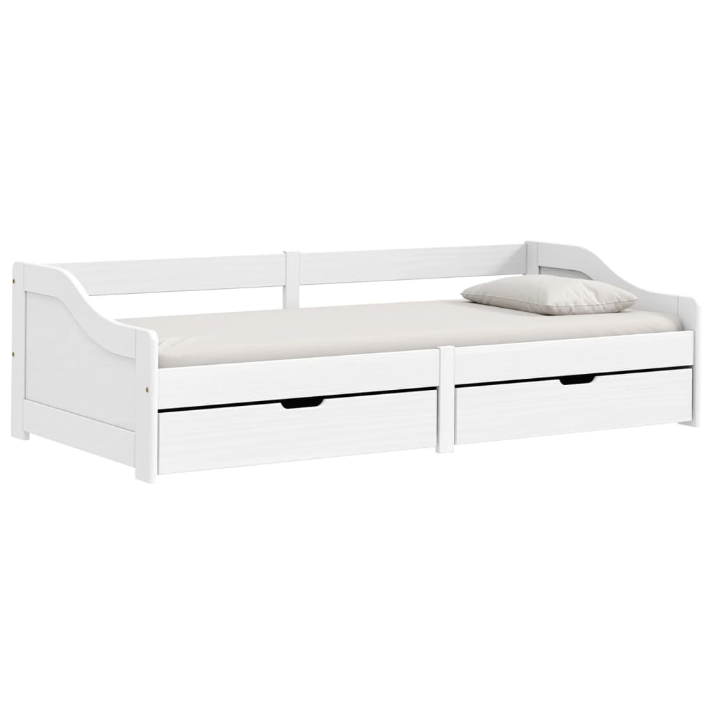 Slaapbank met 2 lades IRUN 90x200 cm massief grenenhout wit is nu te koop bij PeponiXL, paradijselijk wonen!