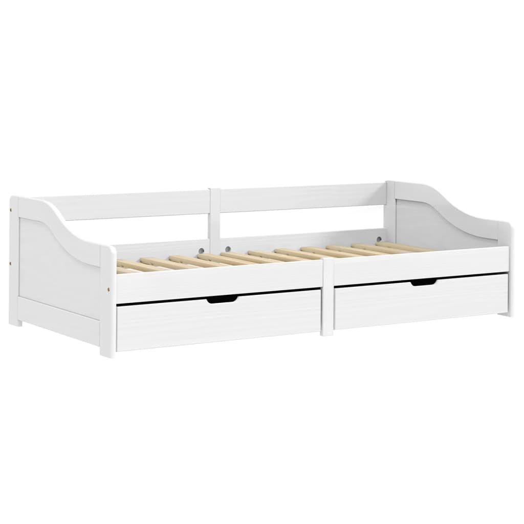 Slaapbank met 2 lades IRUN 90x200 cm massief grenenhout wit is nu te koop bij PeponiXL, paradijselijk wonen!